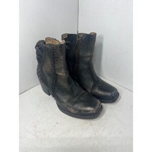 Freebird by Steven Dreamer Black Leather Distressed Ankle Boots Sz 8